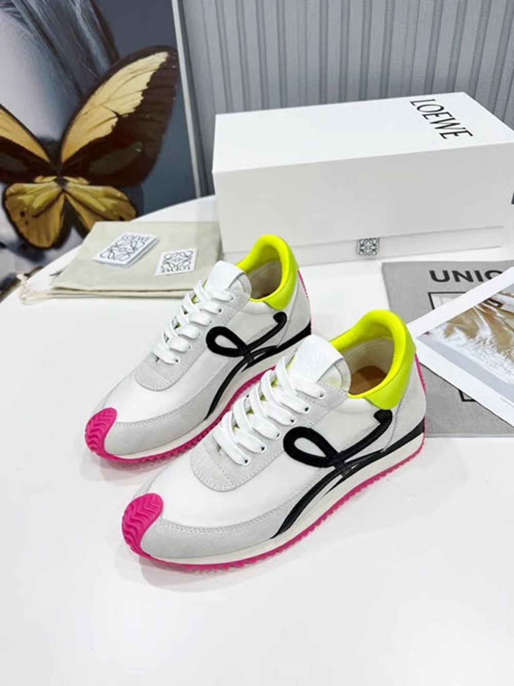 Loewe Flow Runner Sneakers White and Pink
